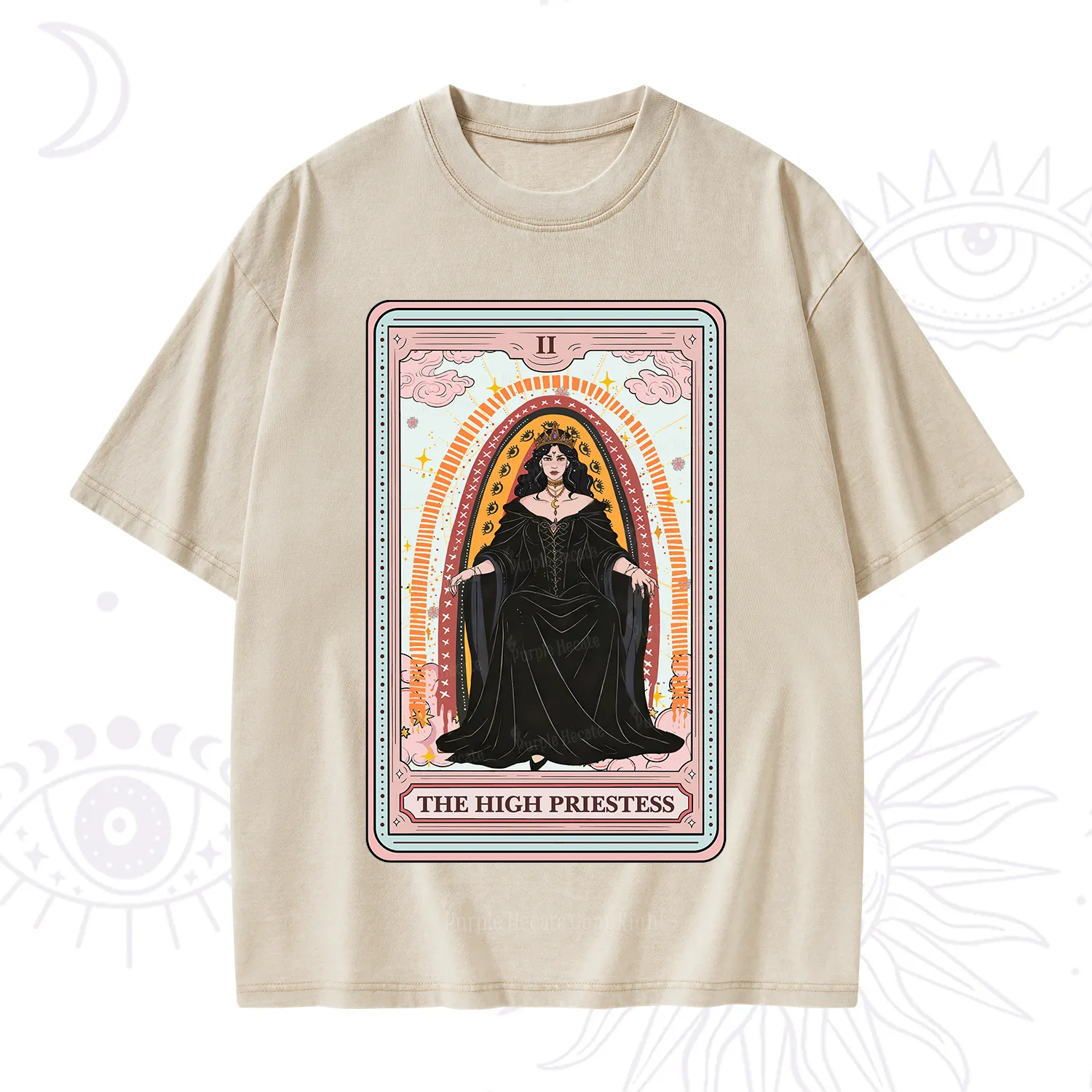 Purplehecate The High Priestess Tarot Washed T-Shirt