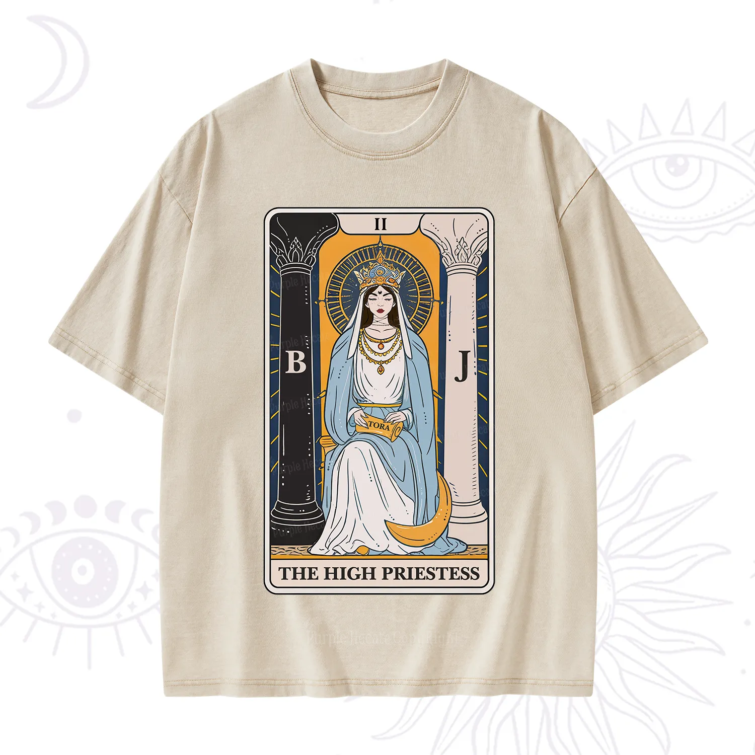 Purplehecate The High Priestess Tarot Card Washed T-Shirt
