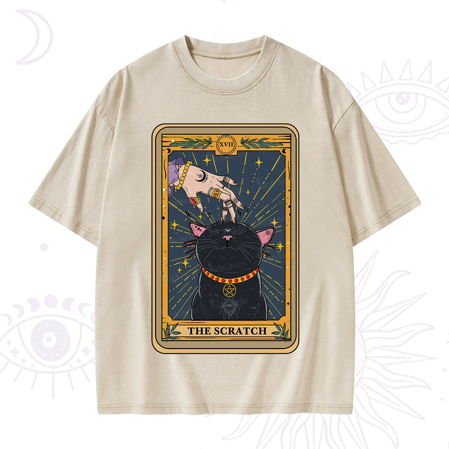 Purplehecate The Scratch Cat Tarot Washed T-Shirt