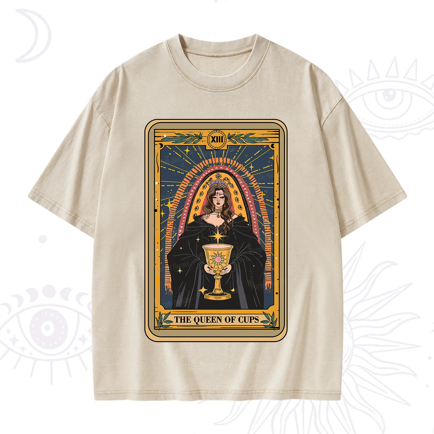 Purplehecate The Queen of Cups Tarot Washed T-Shirt