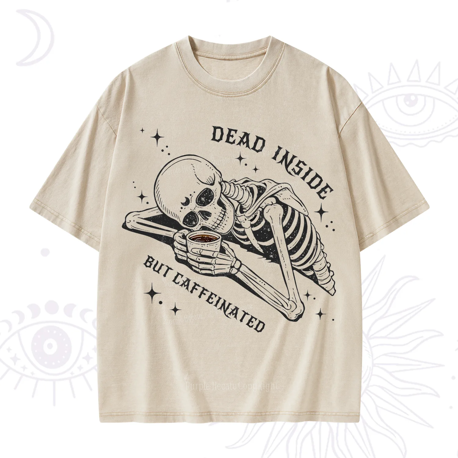 Purplehecate Dead Inside But Caffeinated Washed T-Shirt