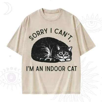 Purplehecate Sorry I Can't I'm an Indoor Cat Washed T-Shirt
