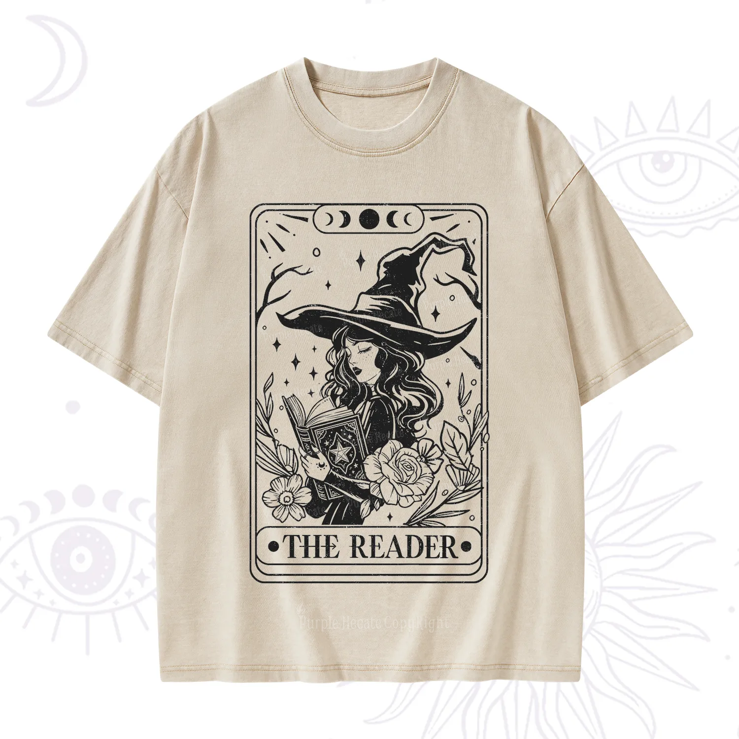 Purplehecate The Witch Reader Tarot Washed T-Shirt