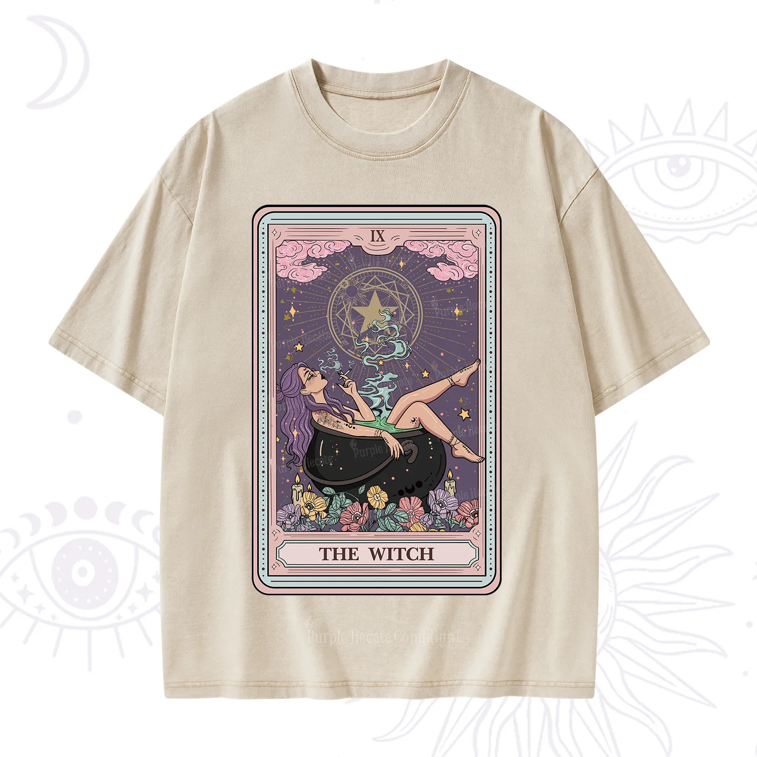 Purplehecate The Witch Tarot Card Washed T-Shirt