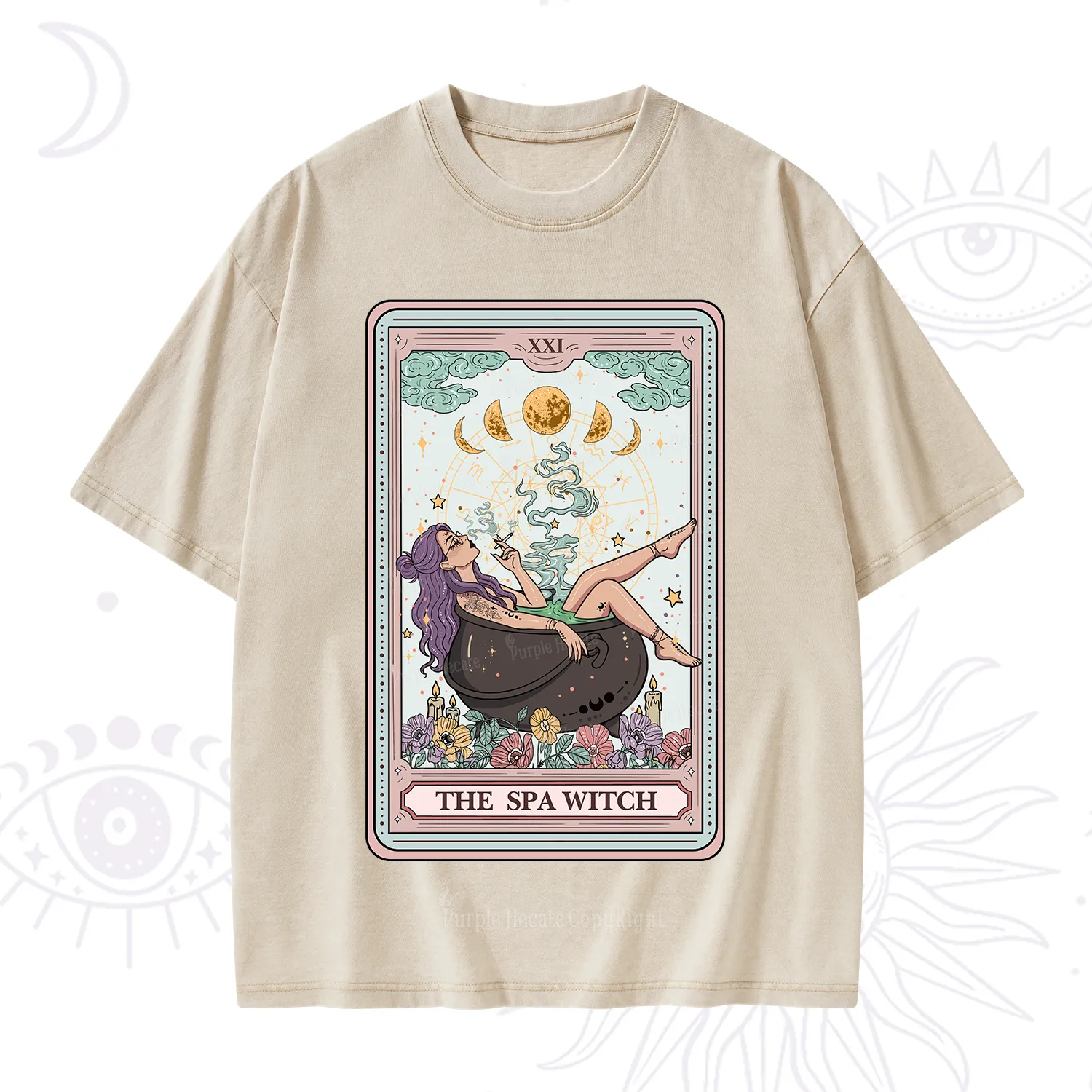 Purplehecate The Spa Witch Tarot Card Washed T-Shirt