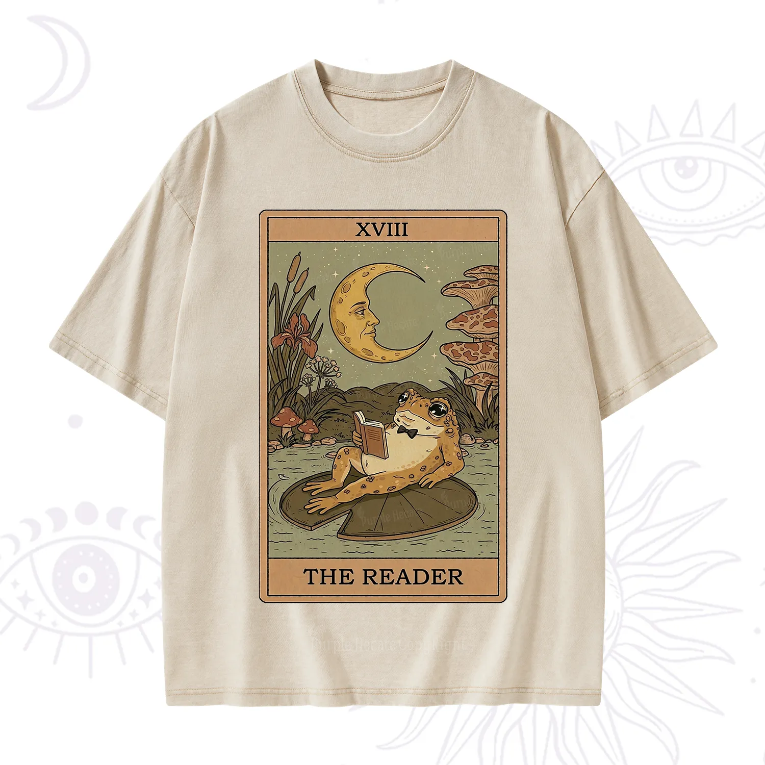 Purplehecate The Reader Frog Tarot Washed T-Shirt