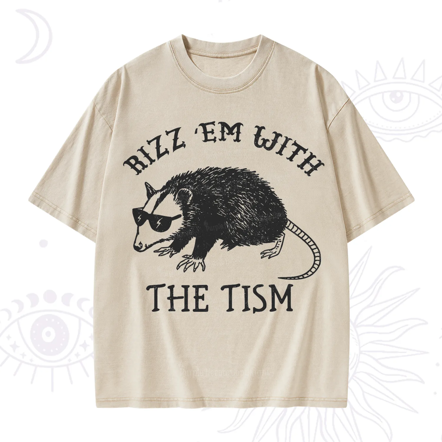 Purplehecate Rizz Em With The Tism Opossum Washed T-Shirt