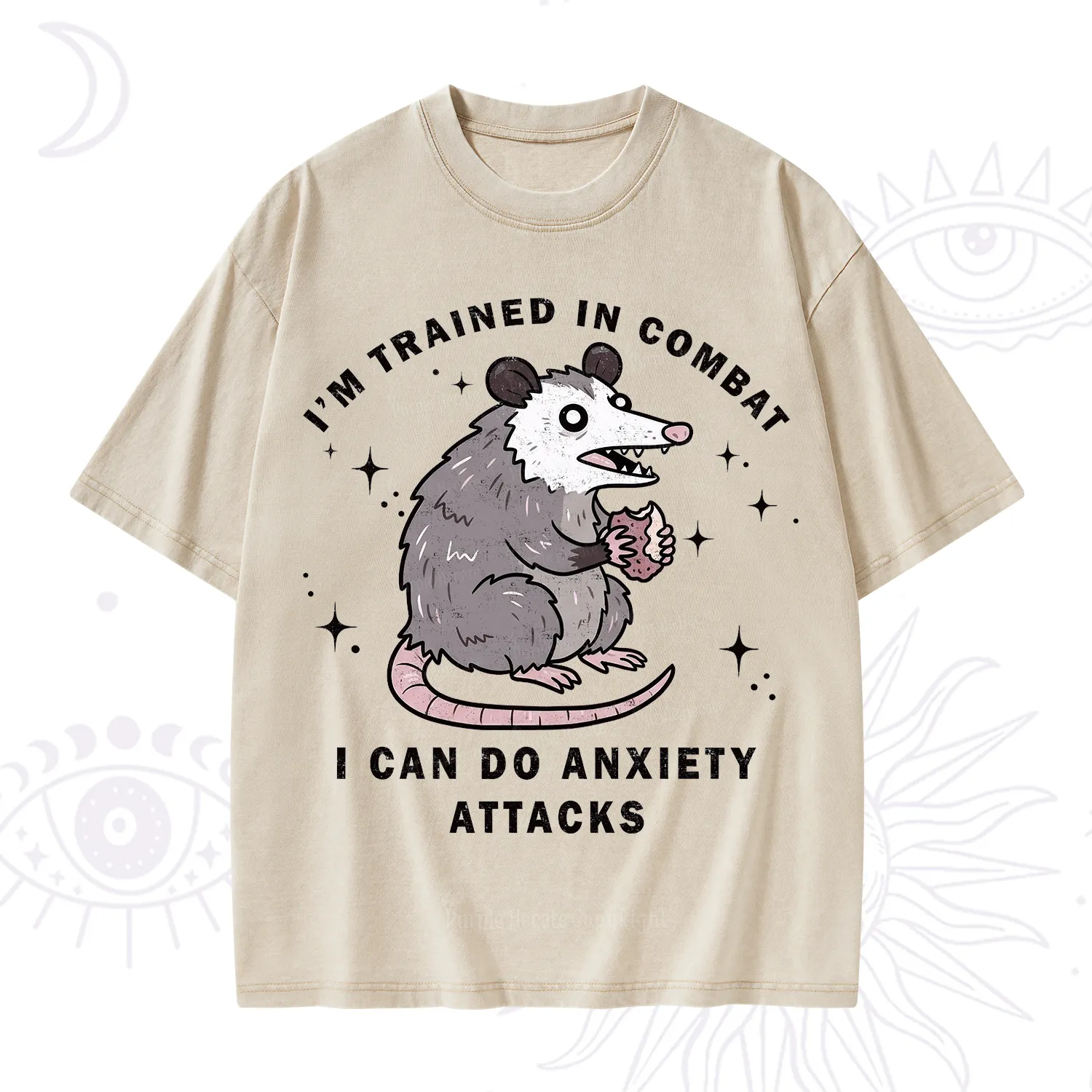Purplehecate Anixety Attack Opossum Washed T-Shirt
