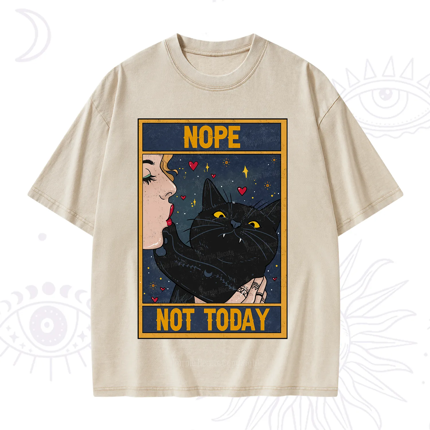 Purplehecate The Nope Not Today Tarot Washed T-Shirt