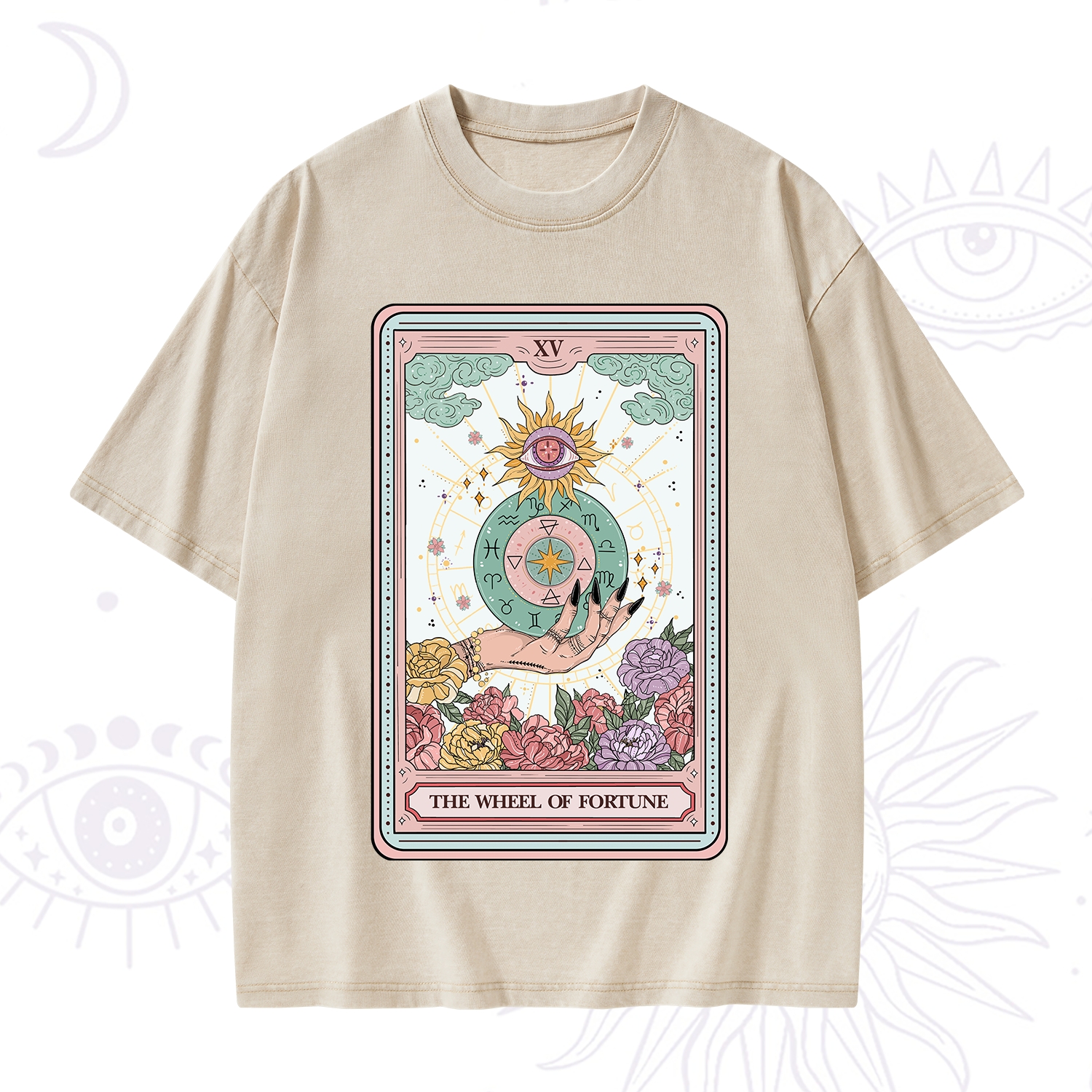 Purplehecate The Wheel of Fortune Tarot Card Washed T-Shirt