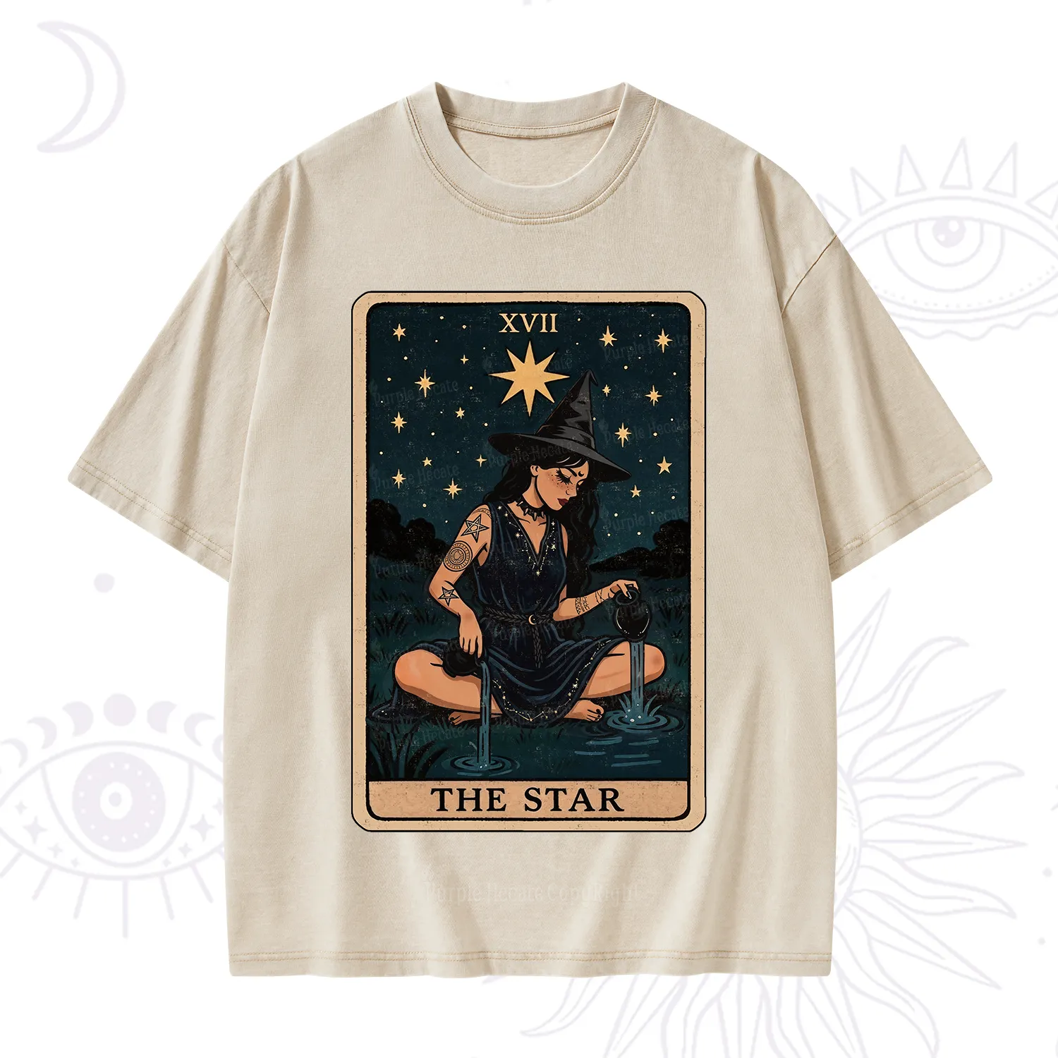Purplehecate The Star Witch Tarot Washed T-Shirt