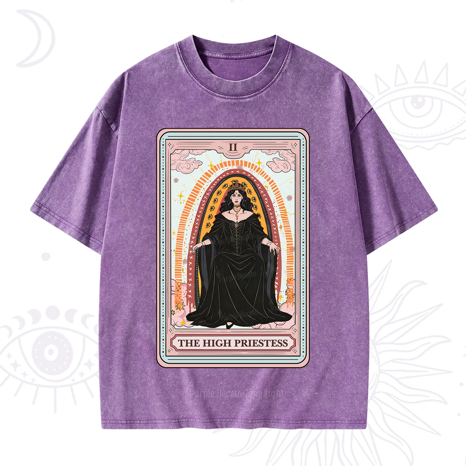 Purplehecate The High Priestess Tarot Washed T-Shirt