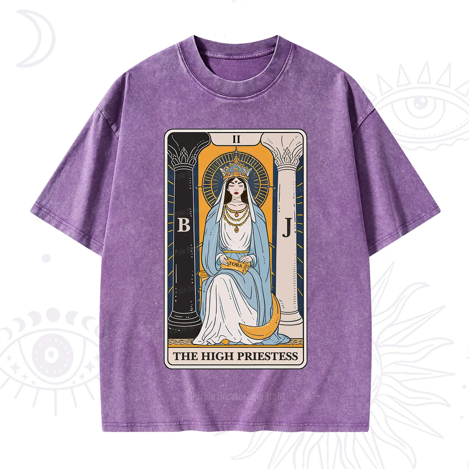 Purplehecate The High Priestess Tarot Card Washed T-Shirt