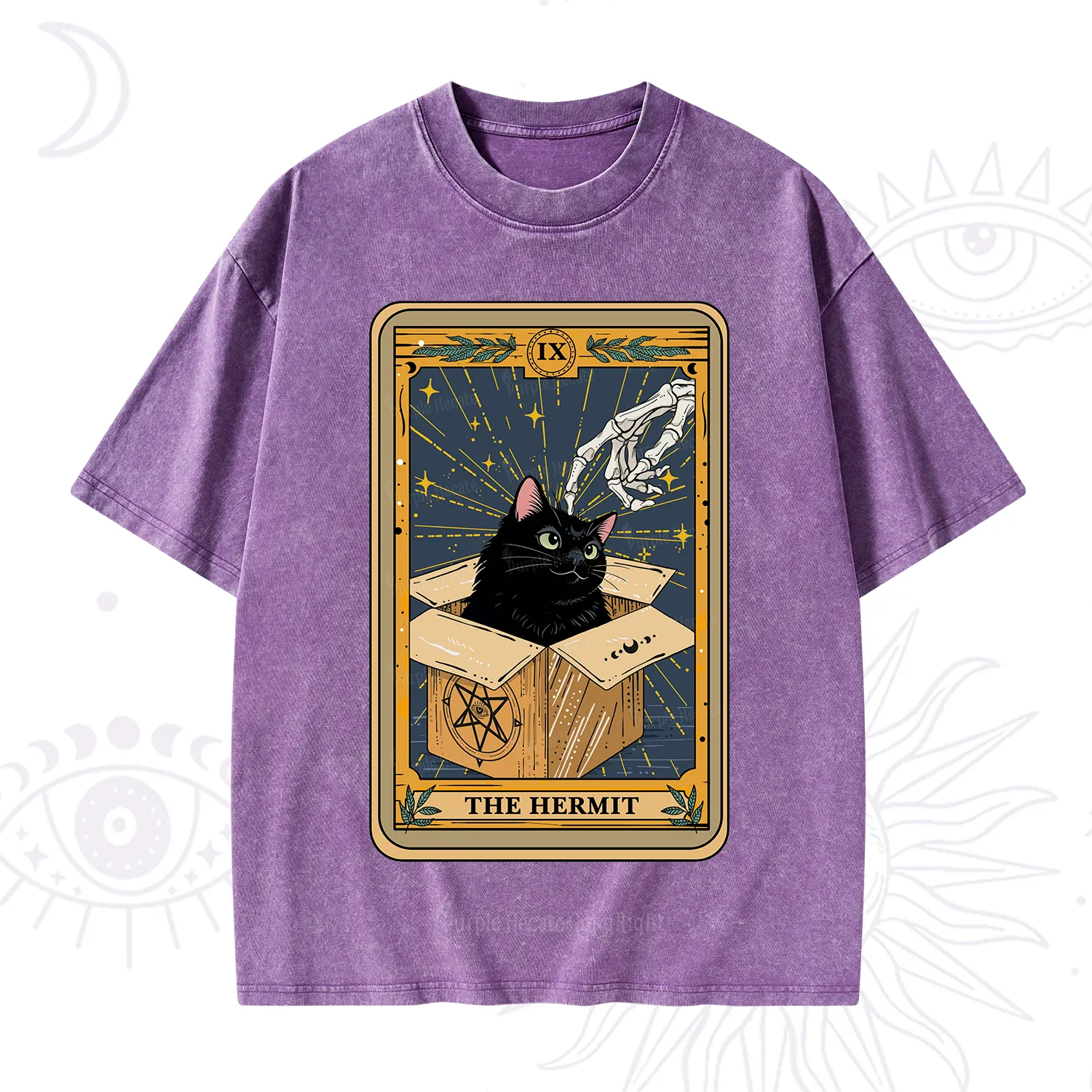 Purplehecate The Hermit Cat Tarot Washed T-Shirt