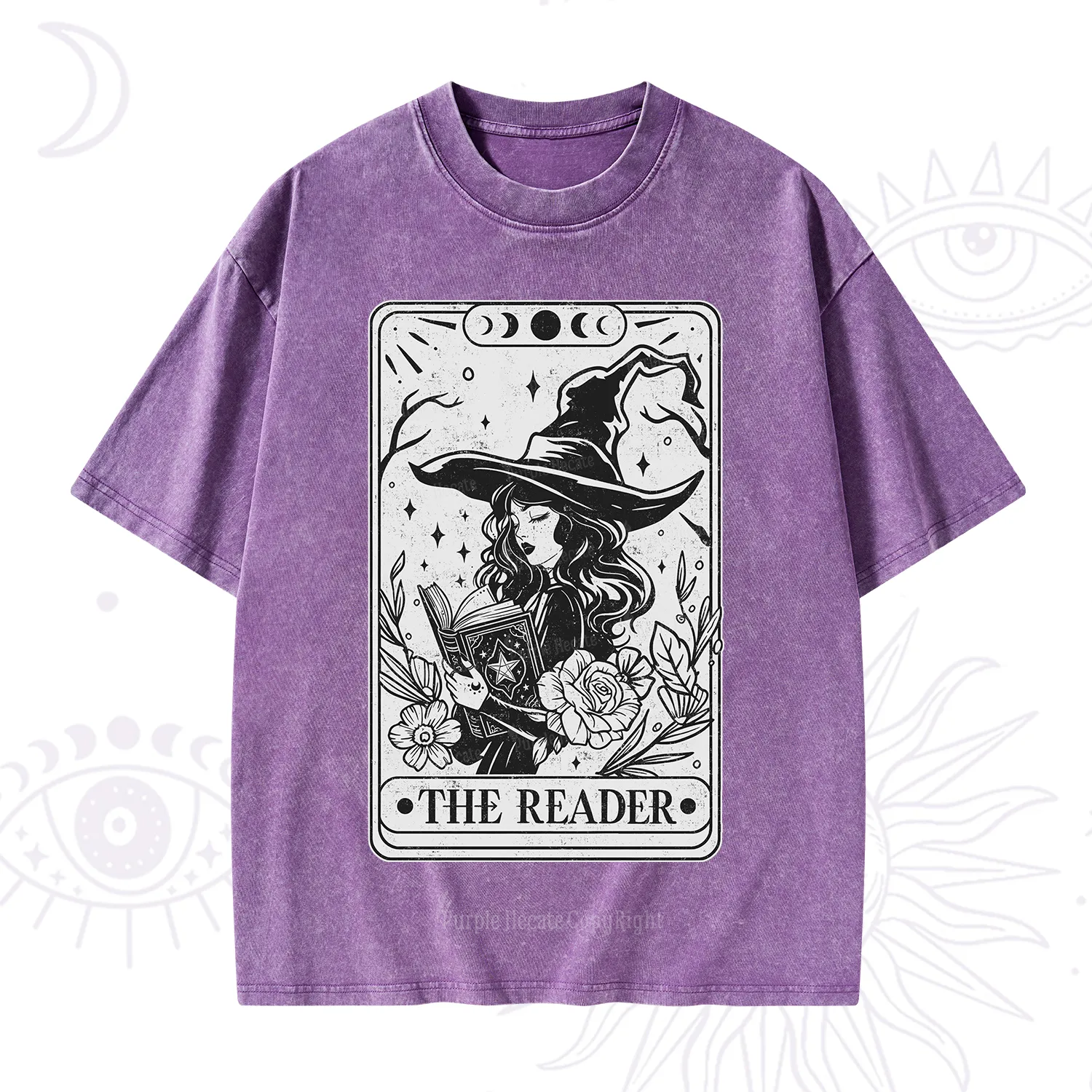 Purplehecate The Witch Reader Tarot Washed T-Shirt