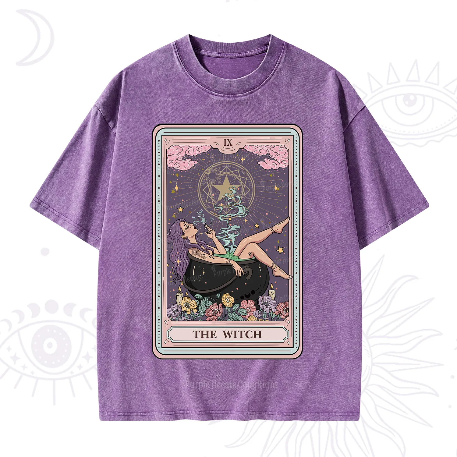 Purplehecate The Witch Tarot Card Washed T-Shirt
