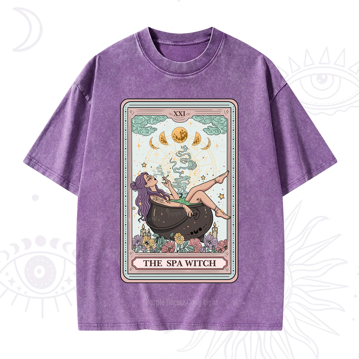 Purplehecate The Spa Witch Tarot Card Washed T-Shirt