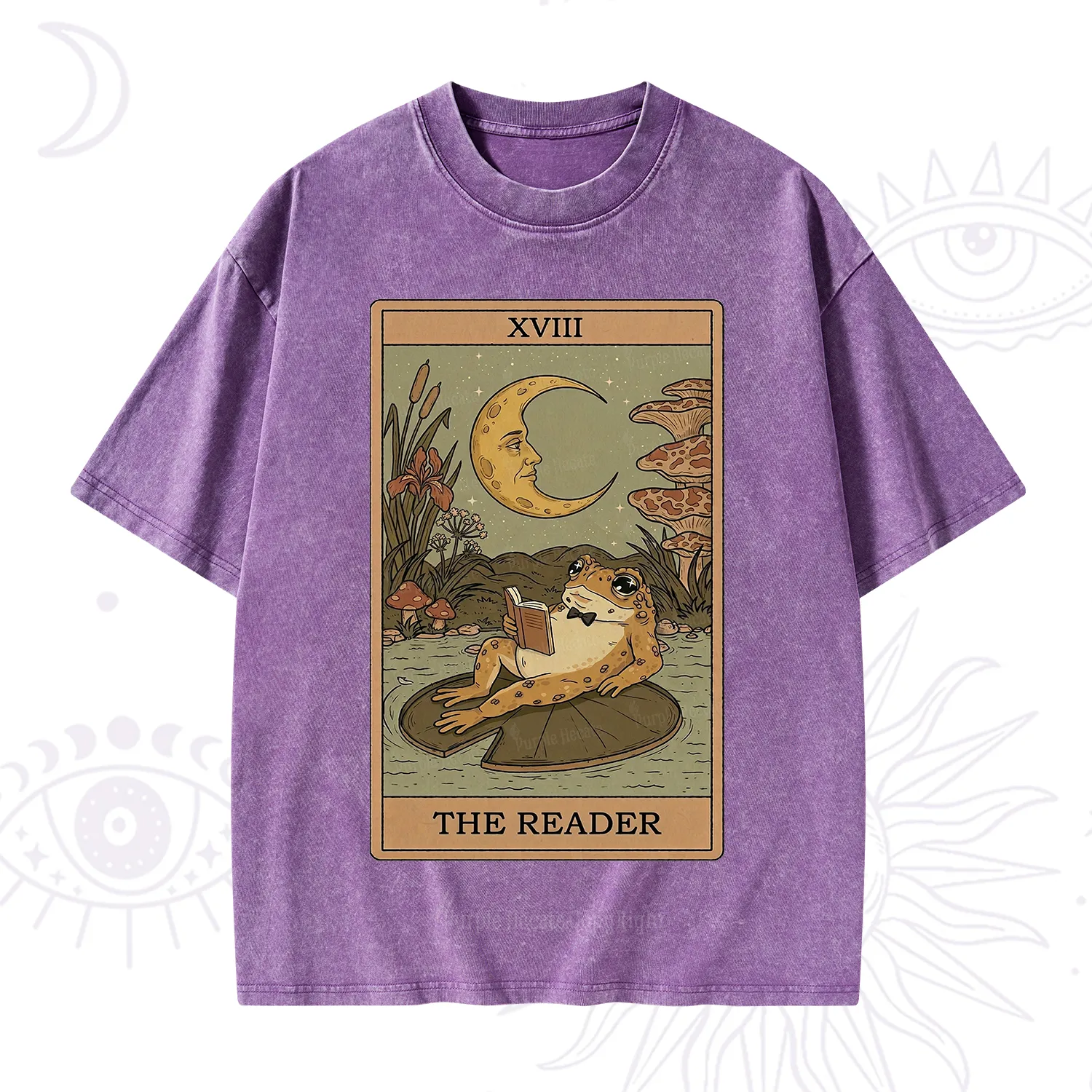 Purplehecate The Reader Frog Tarot Washed T-Shirt