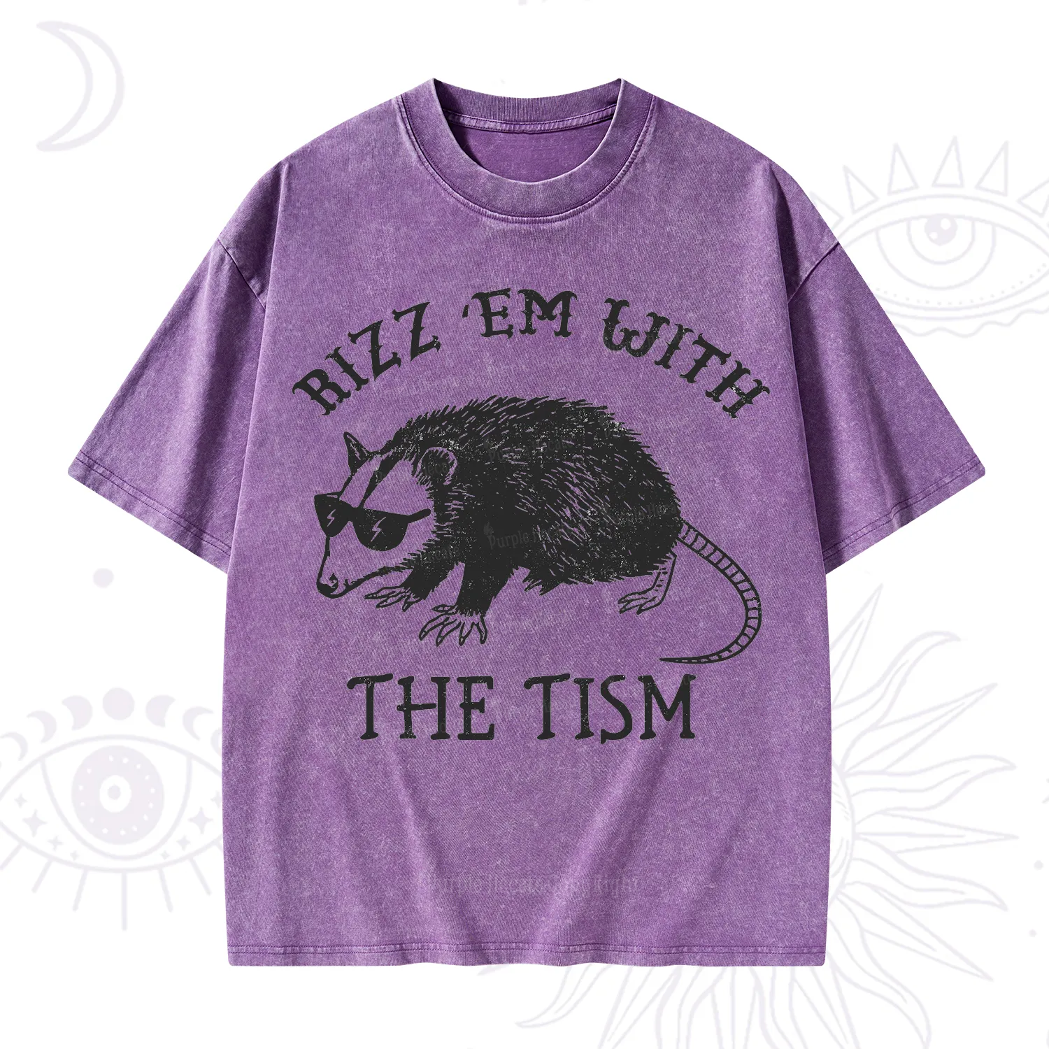 Purplehecate Rizz Em With The Tism Opossum Washed T-Shirt