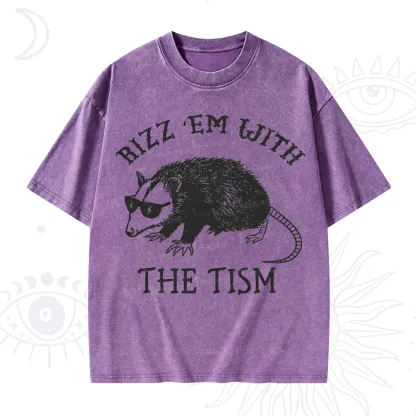 Purplehecate Rizz Em With The Tism Opossum Washed T-Shirt