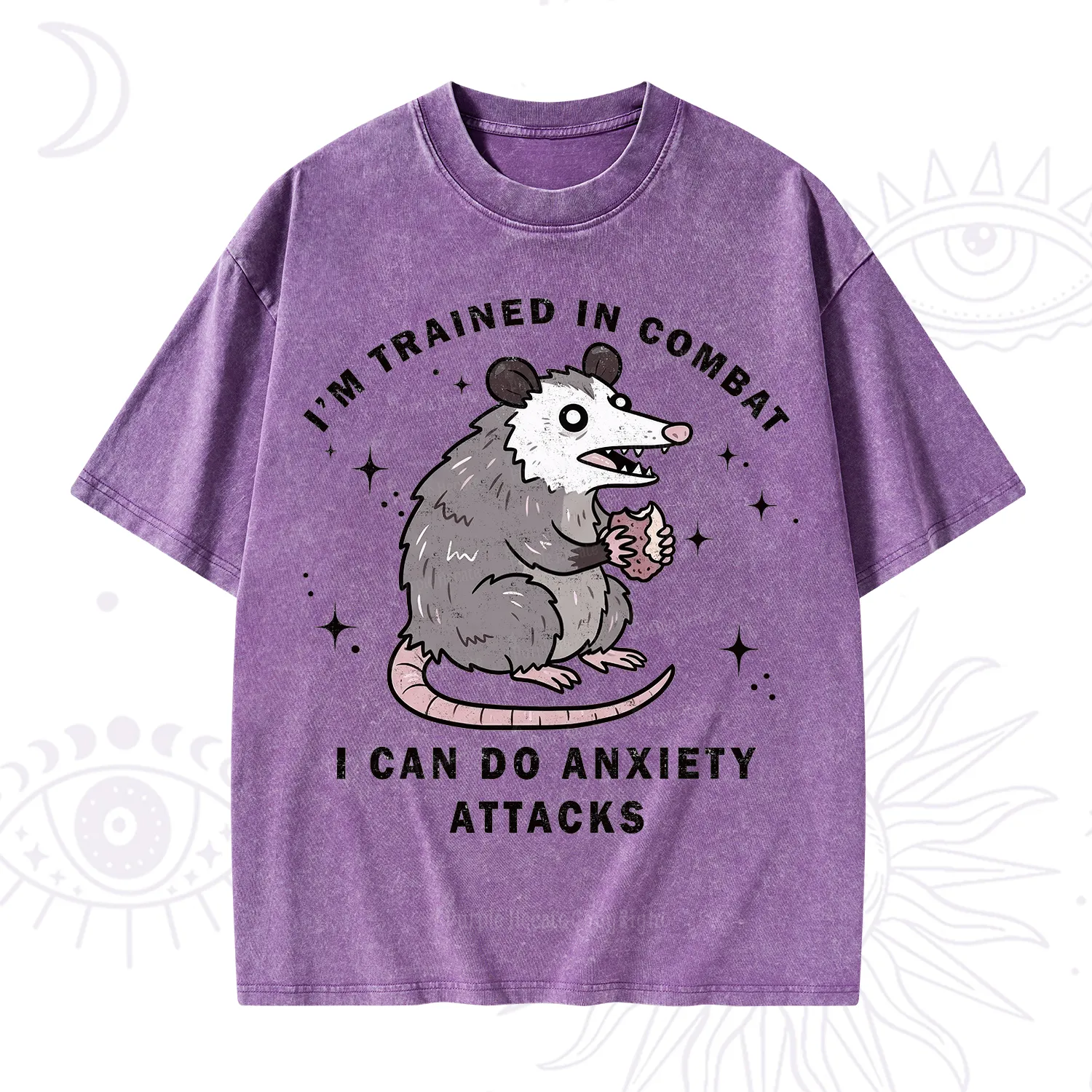 Purplehecate Anixety Attack Opossum Washed T-Shirt