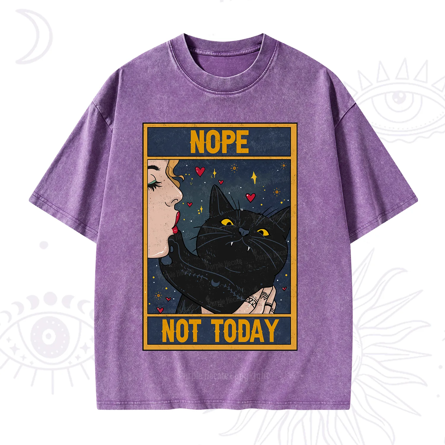 Purplehecate The Nope Not Today Tarot Washed T-Shirt