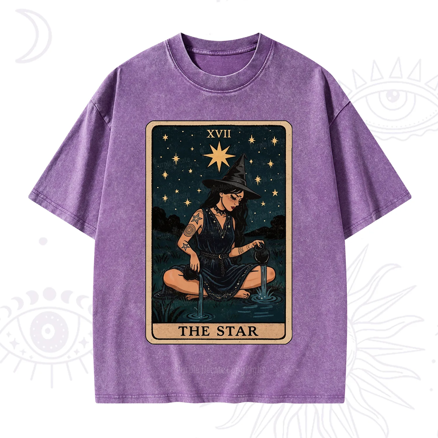 Purplehecate The Star Witch Tarot Washed T-Shirt