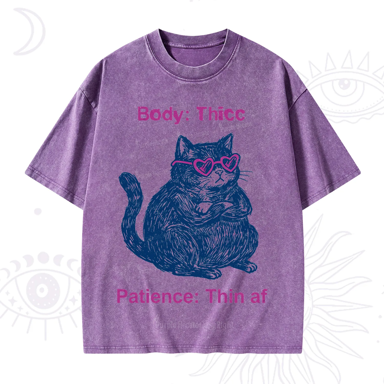 Purplehecate Body Thicc Patience Thin Af Cat Washed T-Shirt
