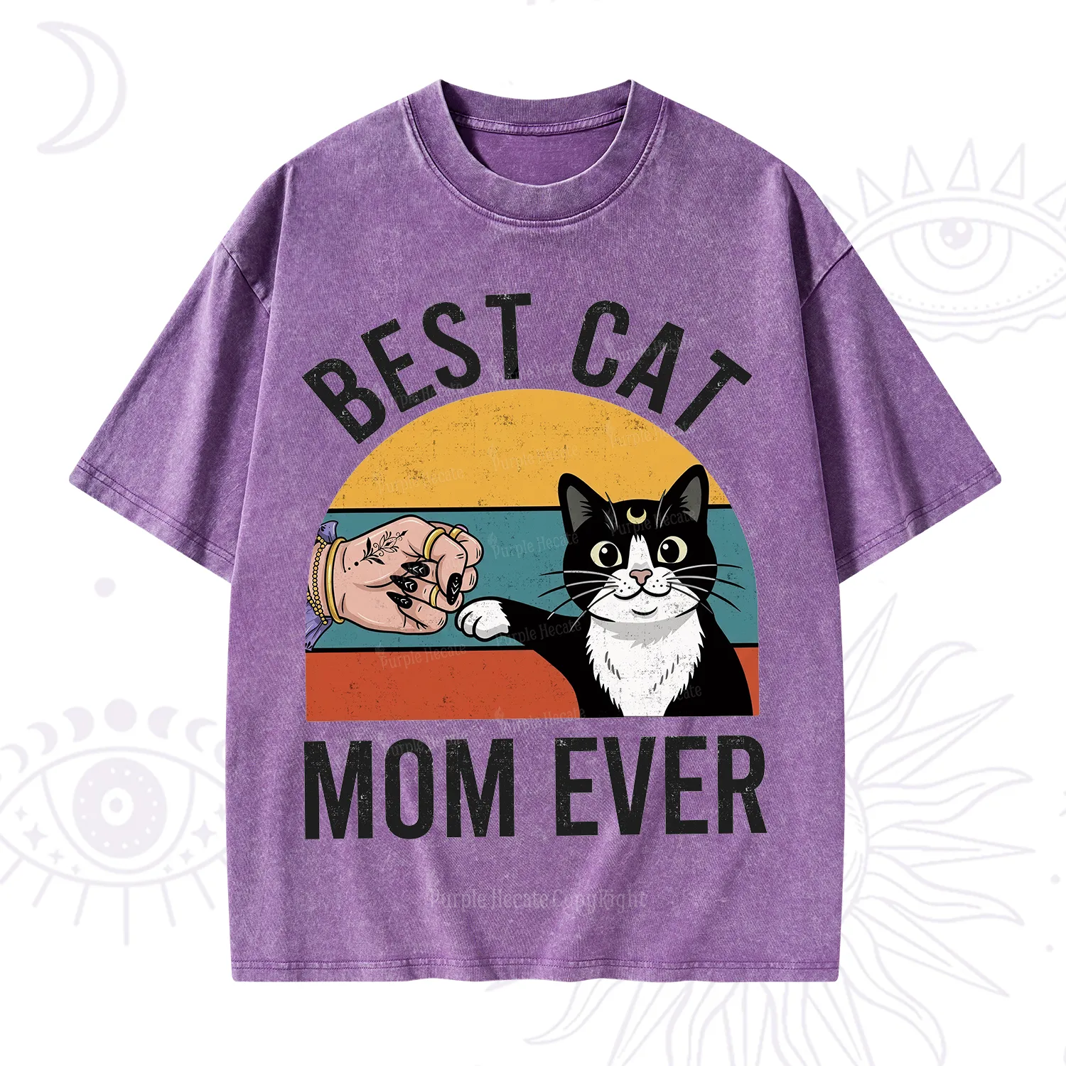 Purplehecate Best Cat Mom Ever Washed T-Shirt