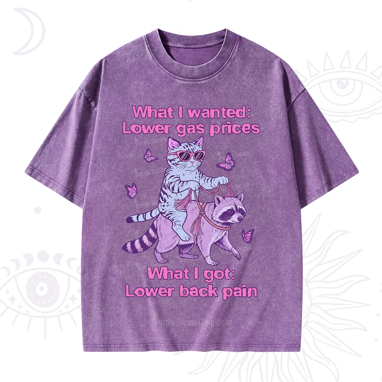 Purplehecate Lower Gas Prices Lower Back Pain Cat Washed T-Shirt