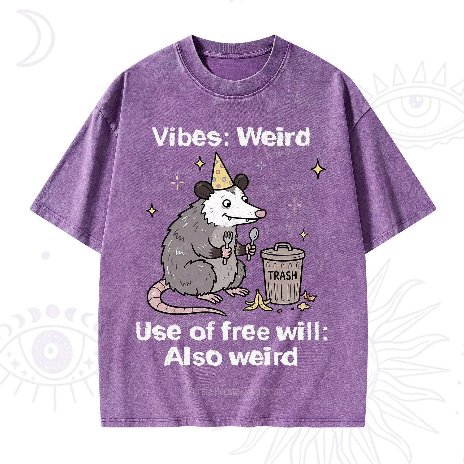 Purplehecate Weird Vibes Only Opossum Washed T-Shirt