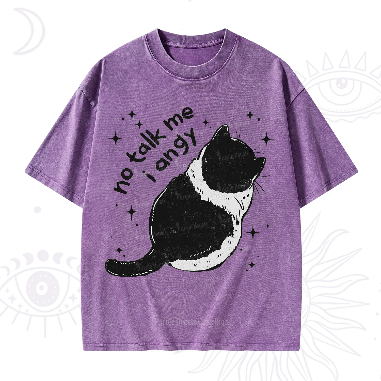 Purplehecate No Talk Me Im Angy Cat Washed T-Shirt