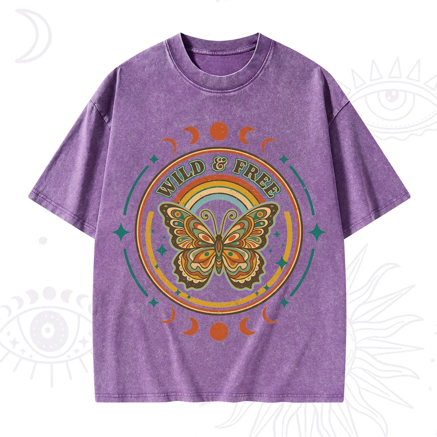 Purplehecate Wild And Free Butterfly Washed T-Shirt