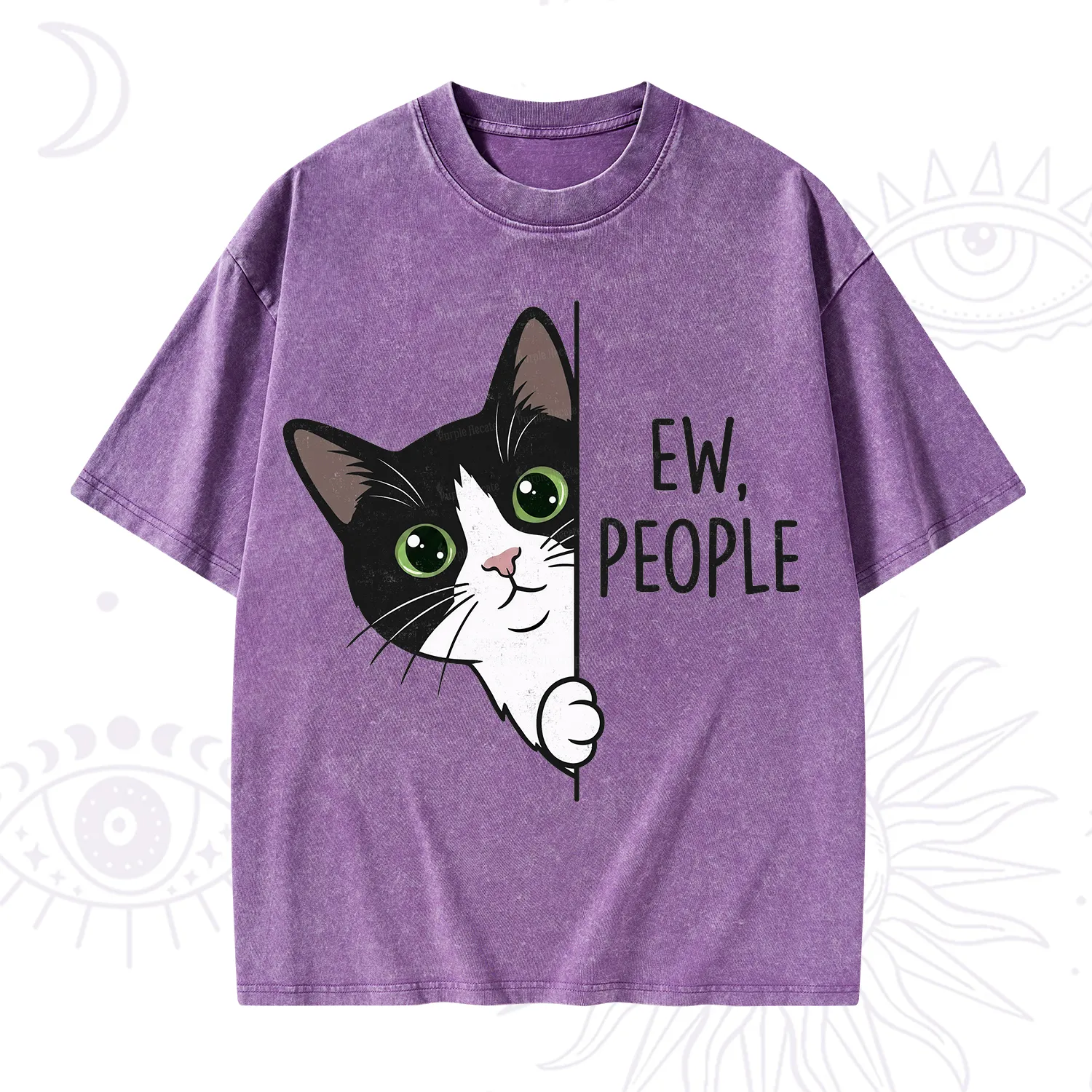 Purplehecate Funny Cat Ew People Washed T-Shirt