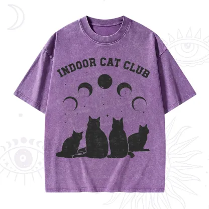 Purplehecate Indoor Cat Club Washed T-Shirt