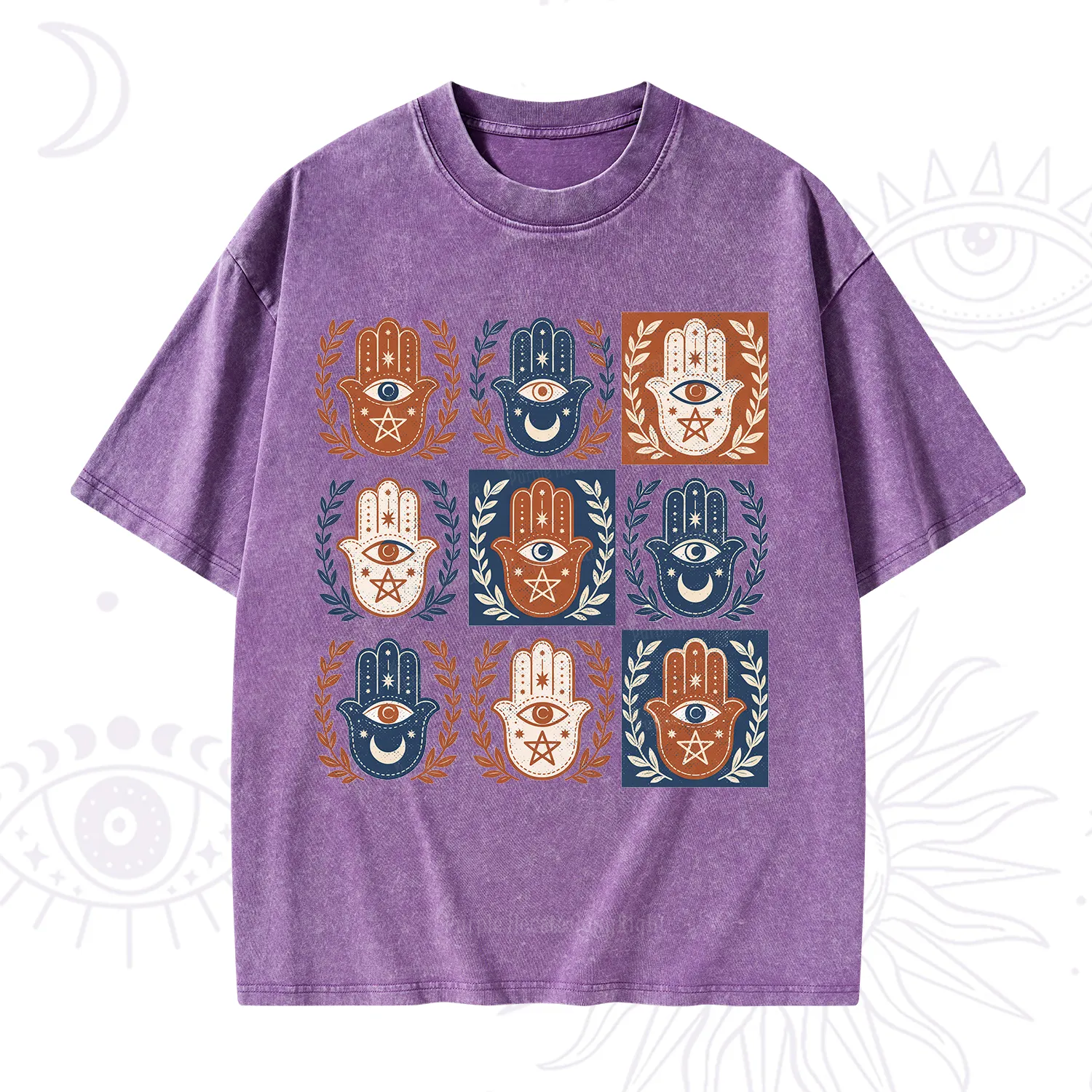 Purplehecate Hamsa Hand Washed T-Shirt