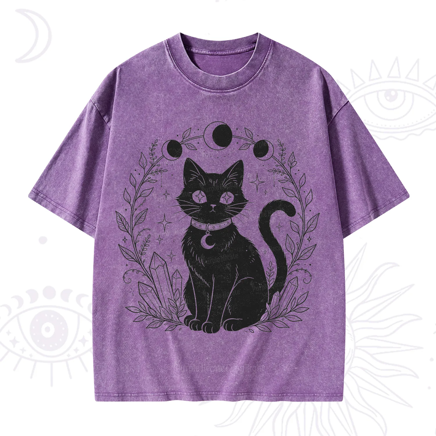 Purplehecate Mystical Cat Washed T-Shirt