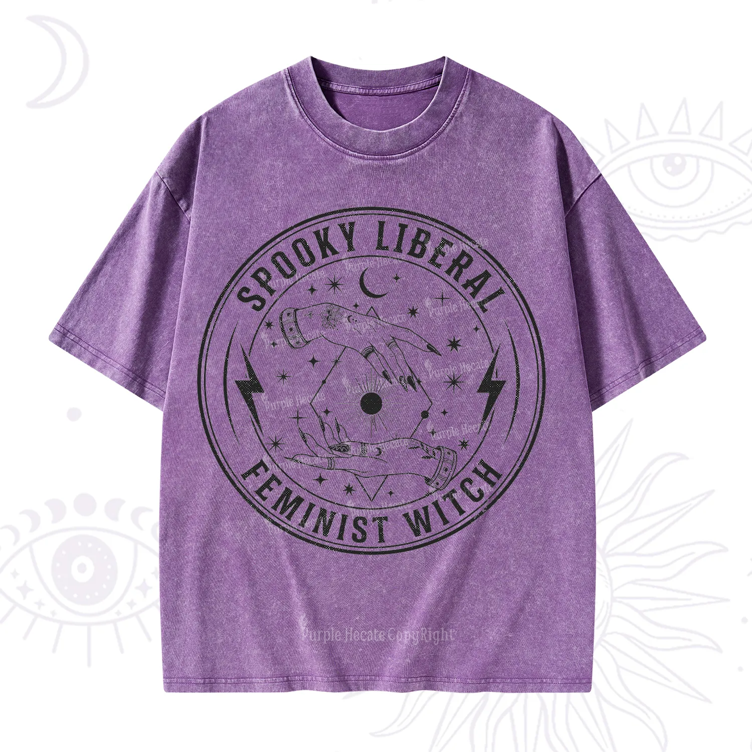 Purplehecate Spooky Liberal Feminist Witch Washed T-Shirt
