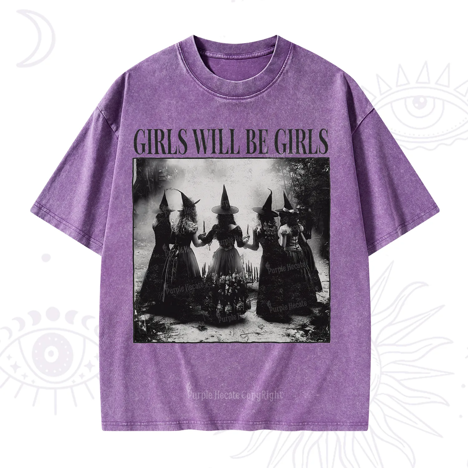Purplehecate Girl Will Be Girl Witch Washed T-Shirt