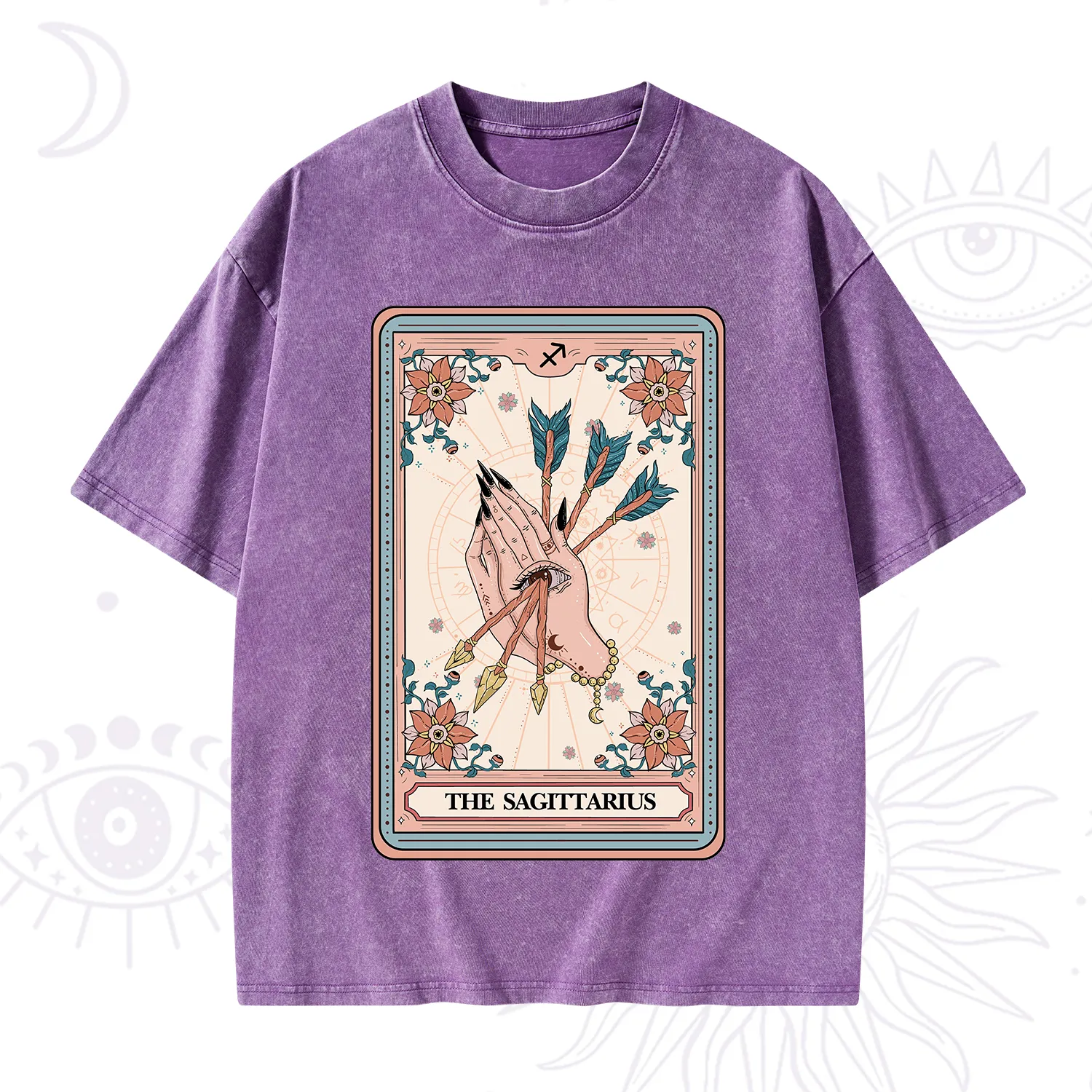 Purplehecate The Sagittarius Tarot Card Washed T-Shirt