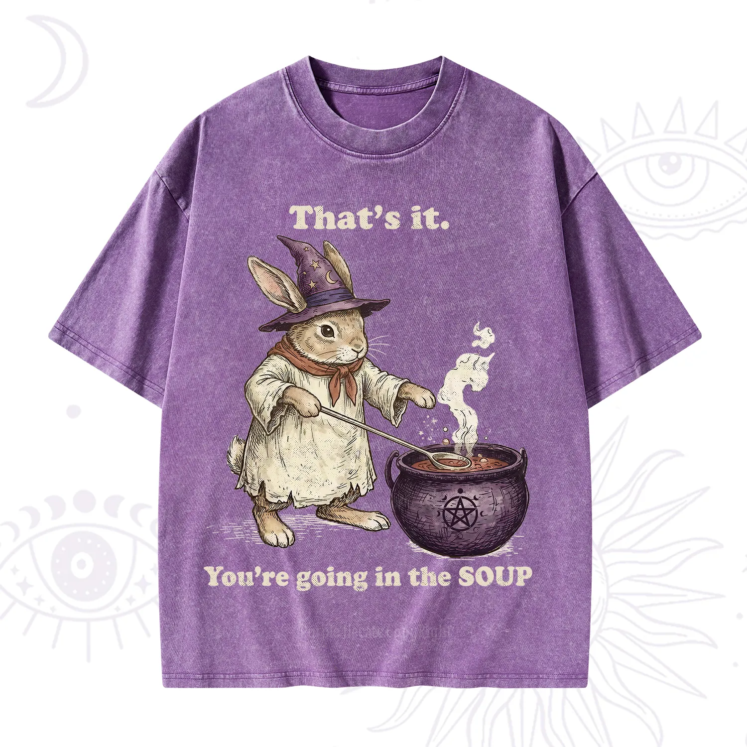 Purplehecate That's It You're Going in the Soup Witch Bunny Washed T-Shirt