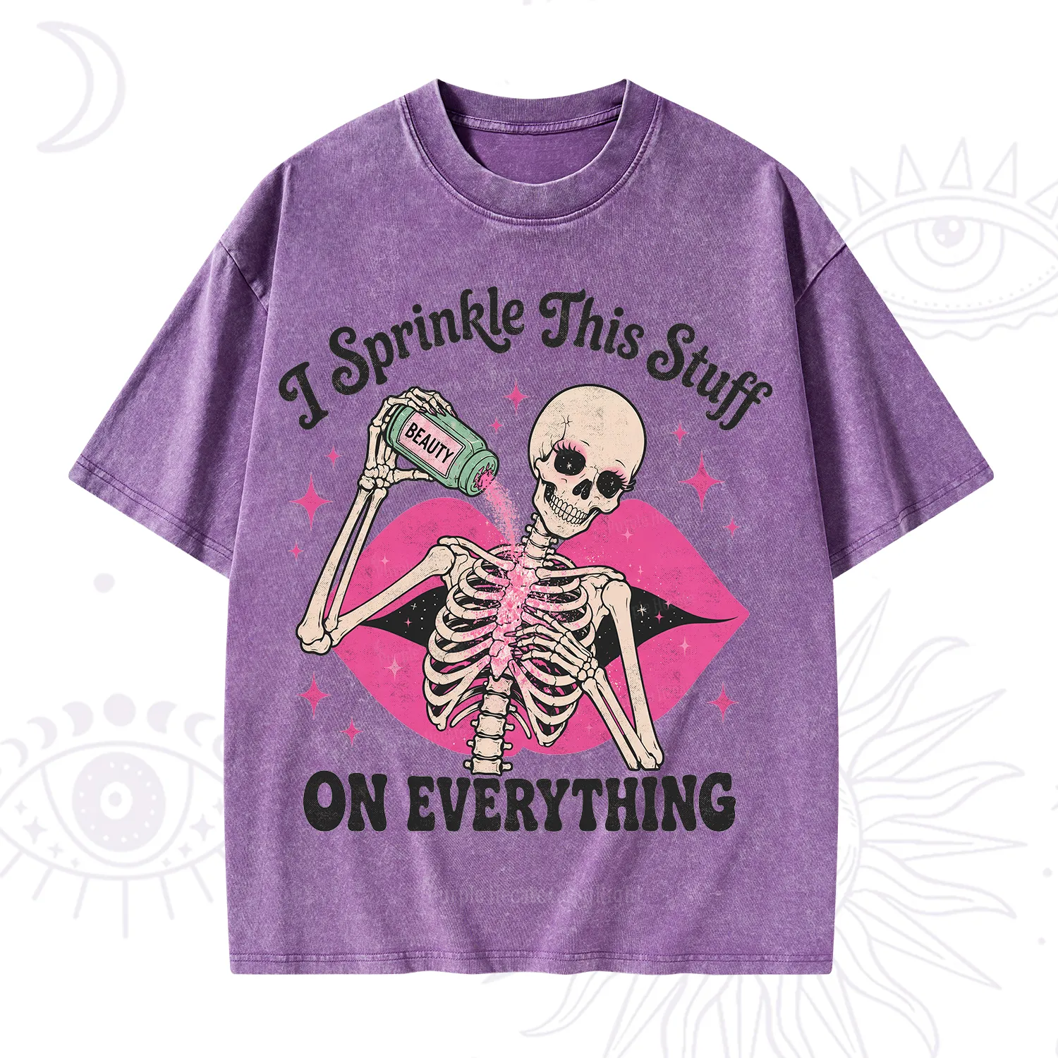 Purplehecate I Sprinkle This Stuff on Everything Beauty Skeleton Washed T-Shirt