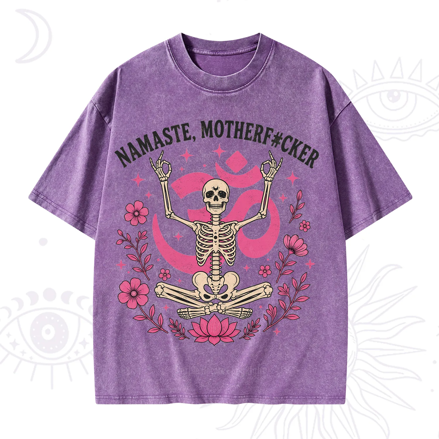 Purplehecate Namaste Motherf*cker Skeleton Washed T-Shirt