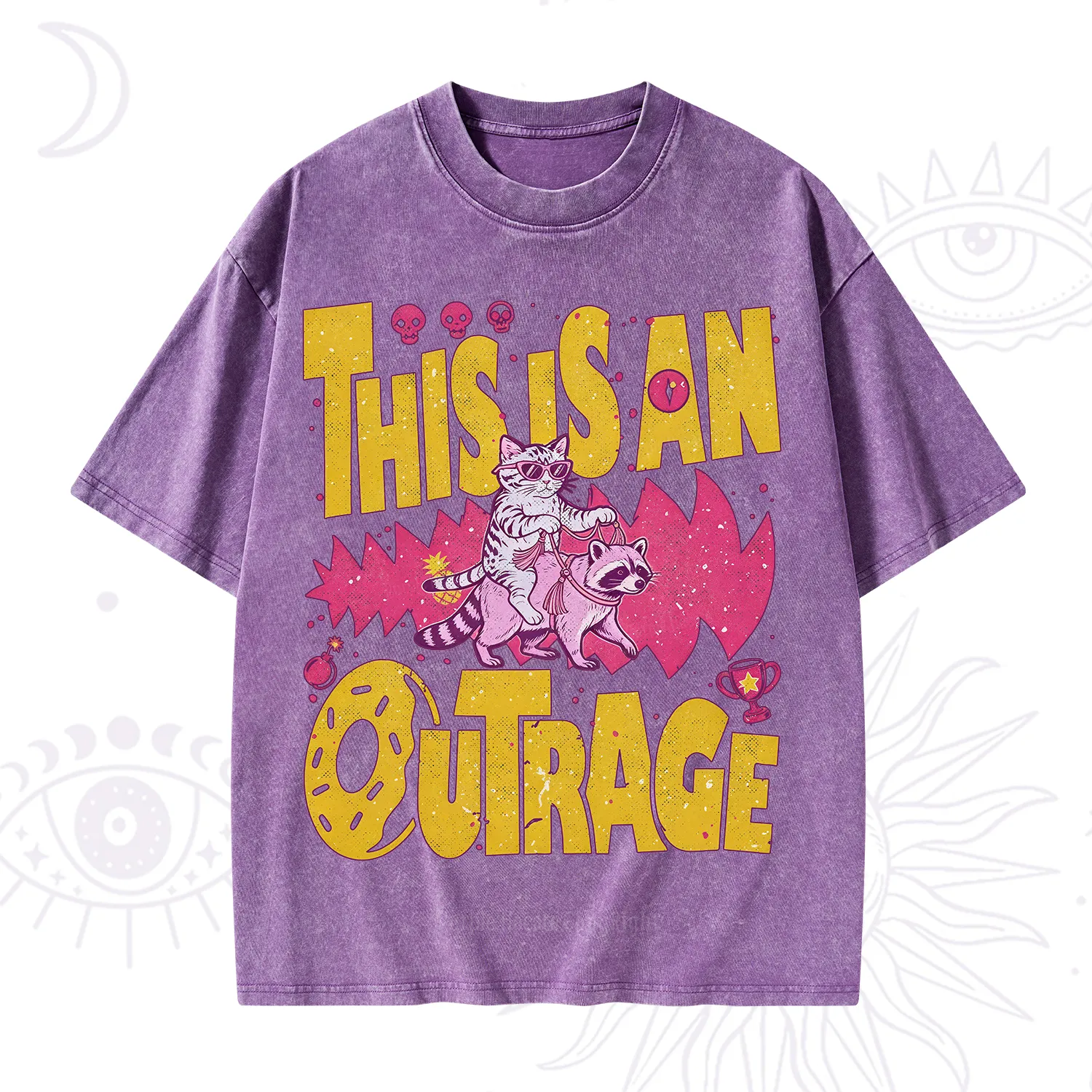 Purplehecate This Is An Outrage Angry Raccoons Washed T-Shirt