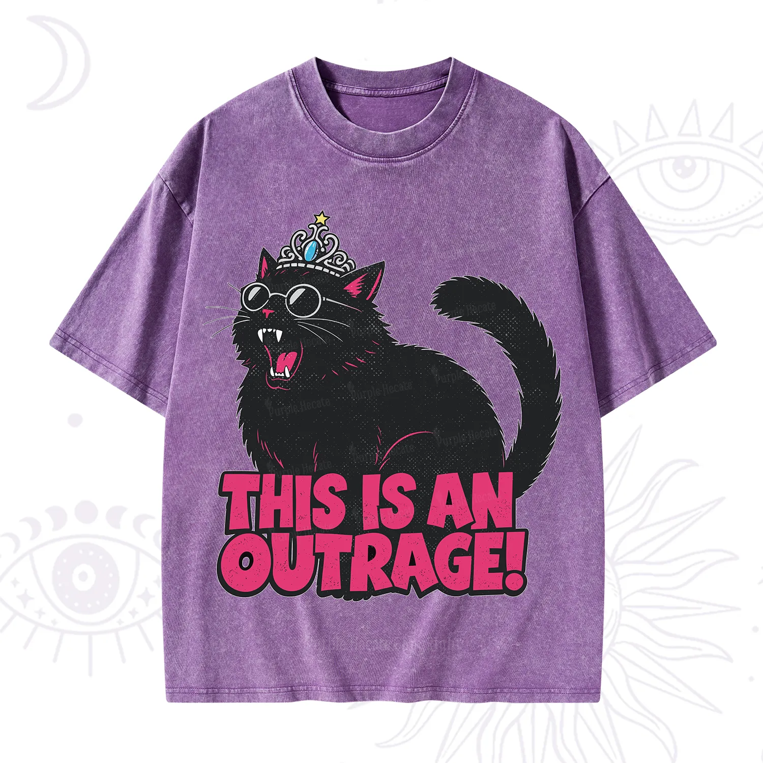 Purplehecate This is an outrage Princess Cat Washed T-Shirt