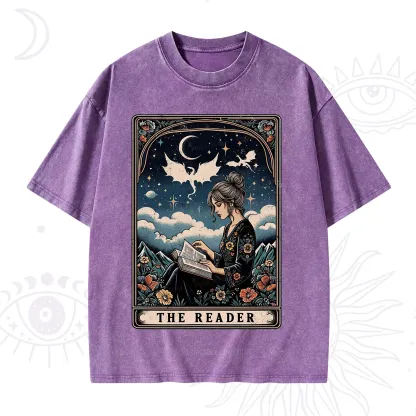 Purplehecate The Reader Tarot Mystic Night Washed T-Shirt