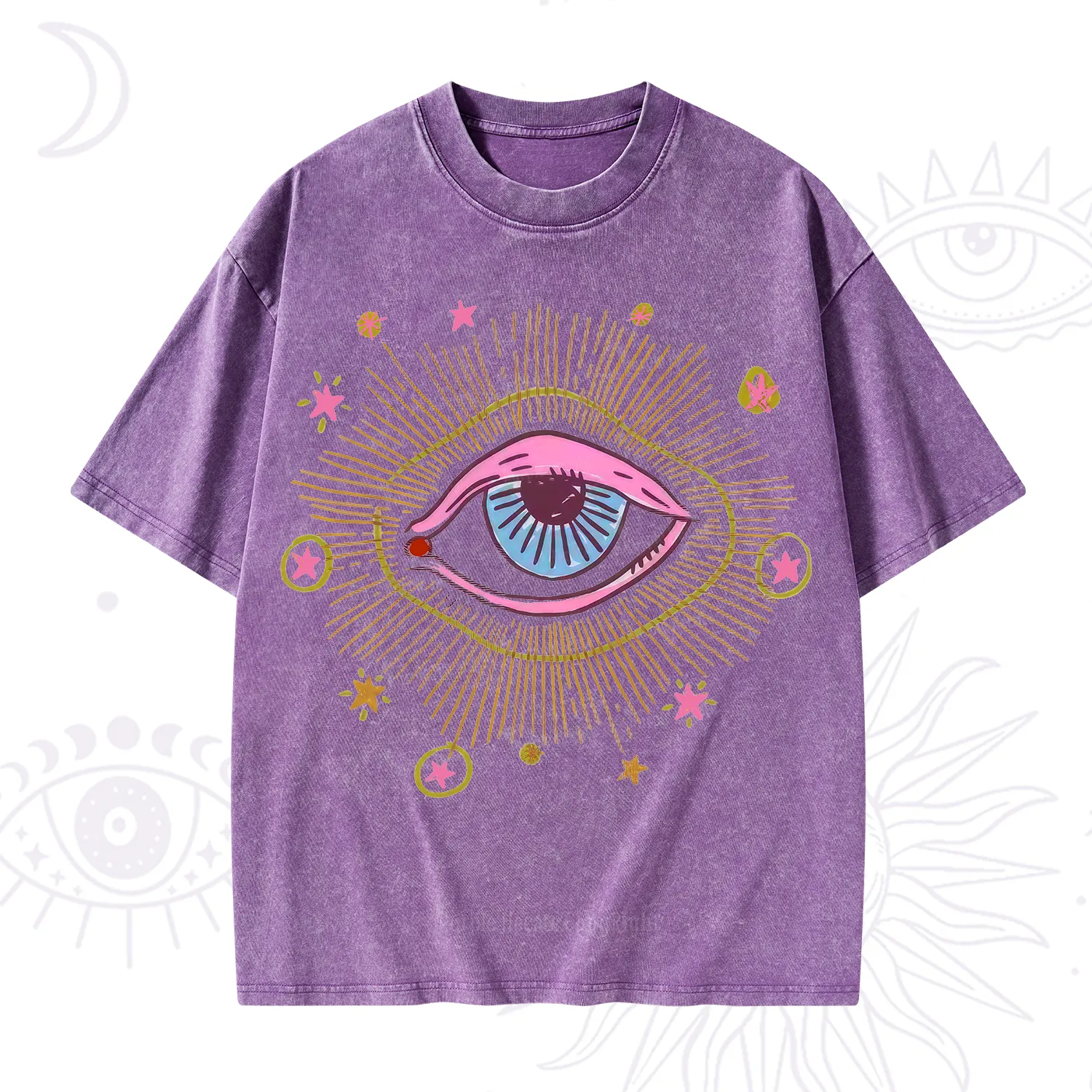 Purplehecate Mystic Gaze Evil Eye Protection Washed T-Shirt