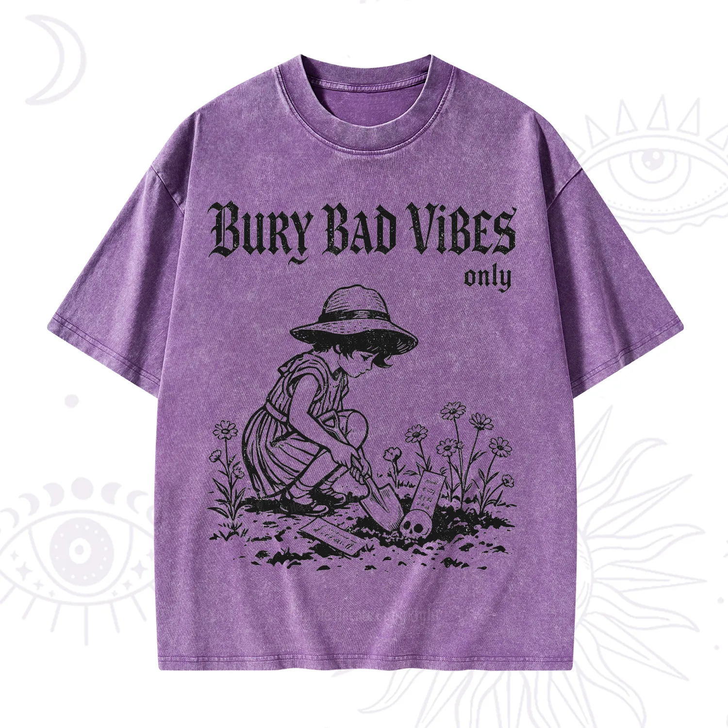 Purplehecate Bury Bad Vibes Only Washed T-Shirt