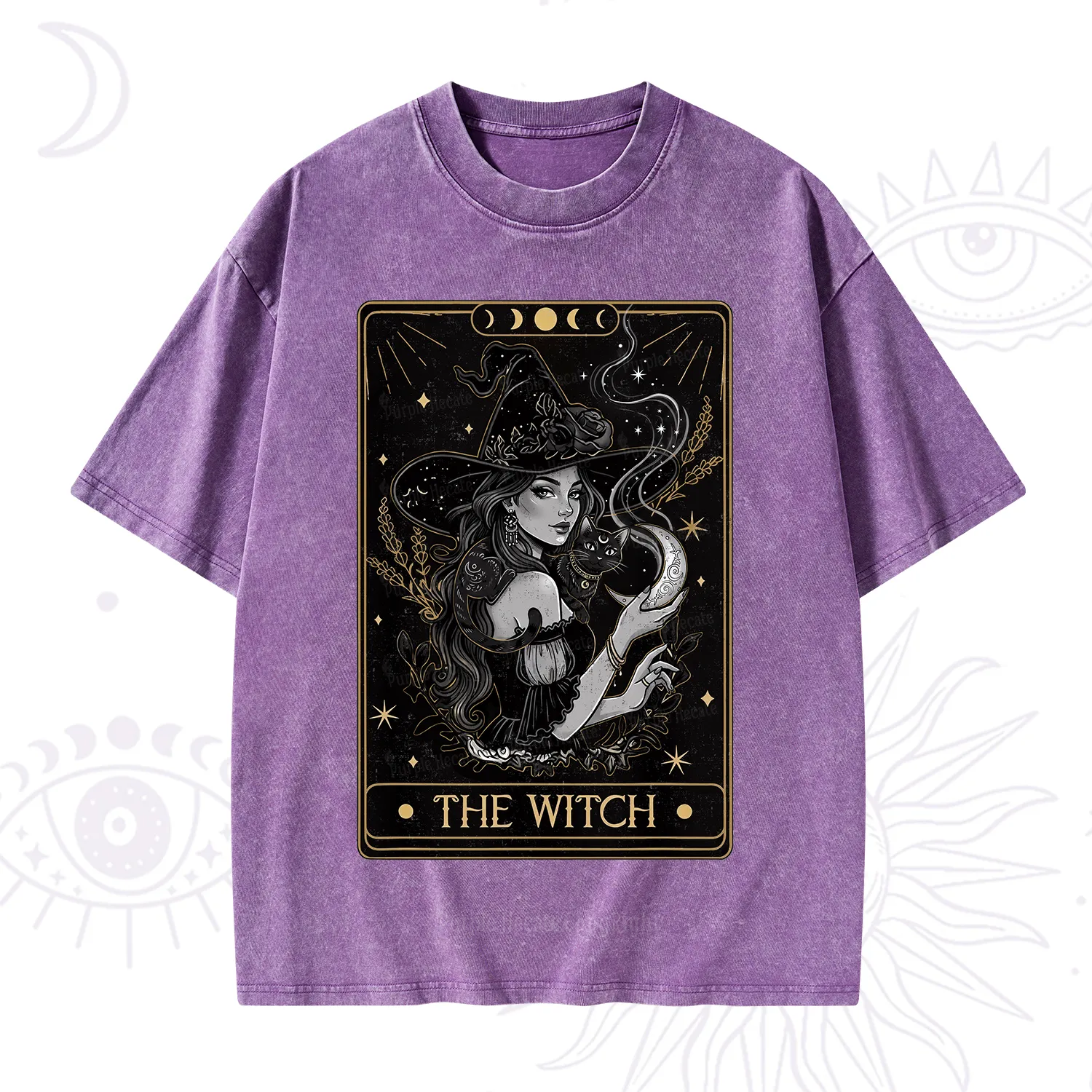 Purplehecate The Witch Enchanted Tarot Card Washed T-Shirt