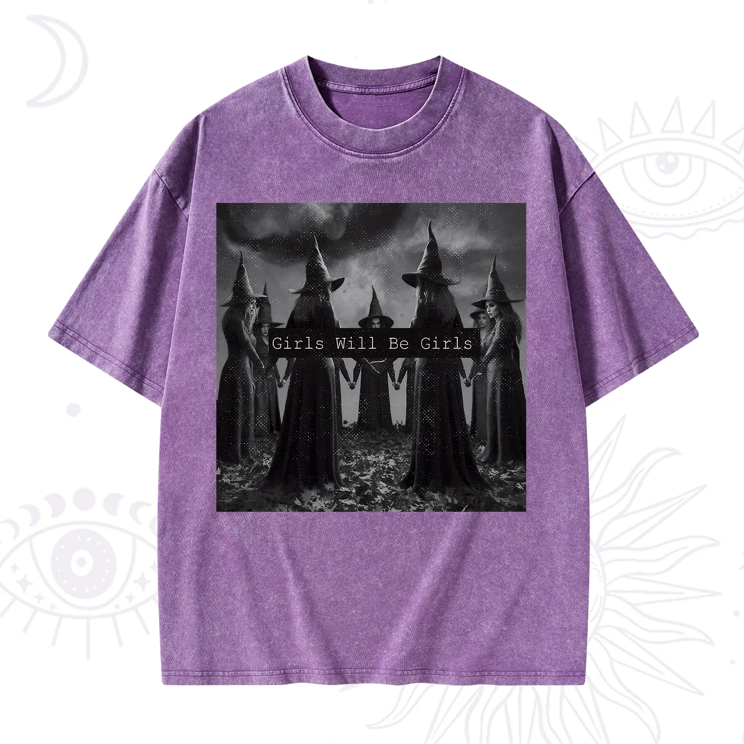 Purplehecate Vintage Girls Will Be Girls Witch Washed T-Shirt